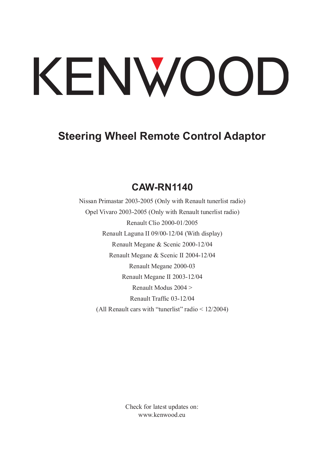 Kenwood CAW-RN1140 User Manual