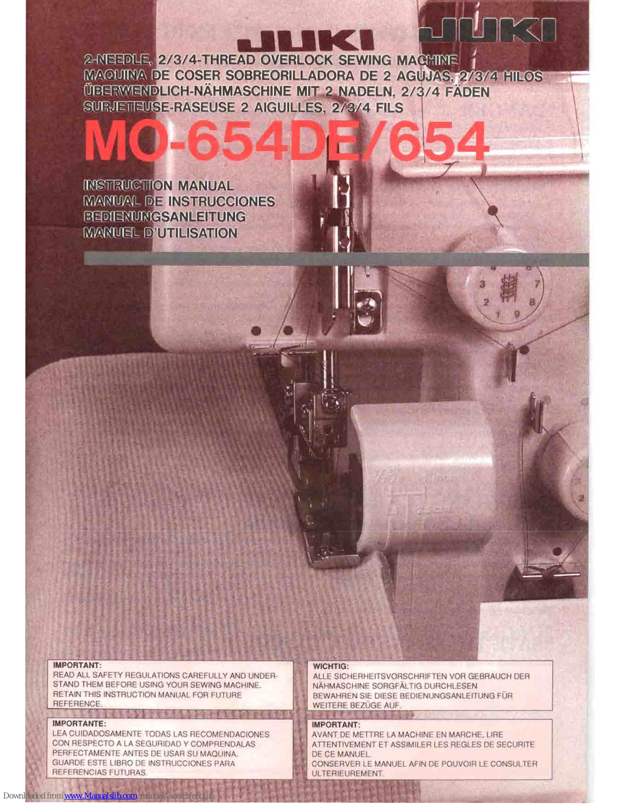 JUKI MO-654DE/654, MO-654DE, MO-654 Instruction Manual