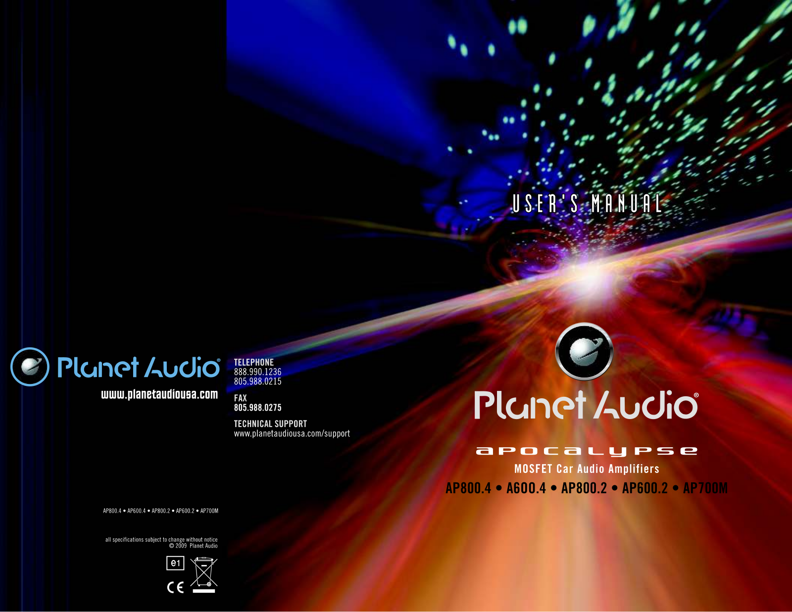 Planet Audio Apocalypse AP800.4 Users Manual