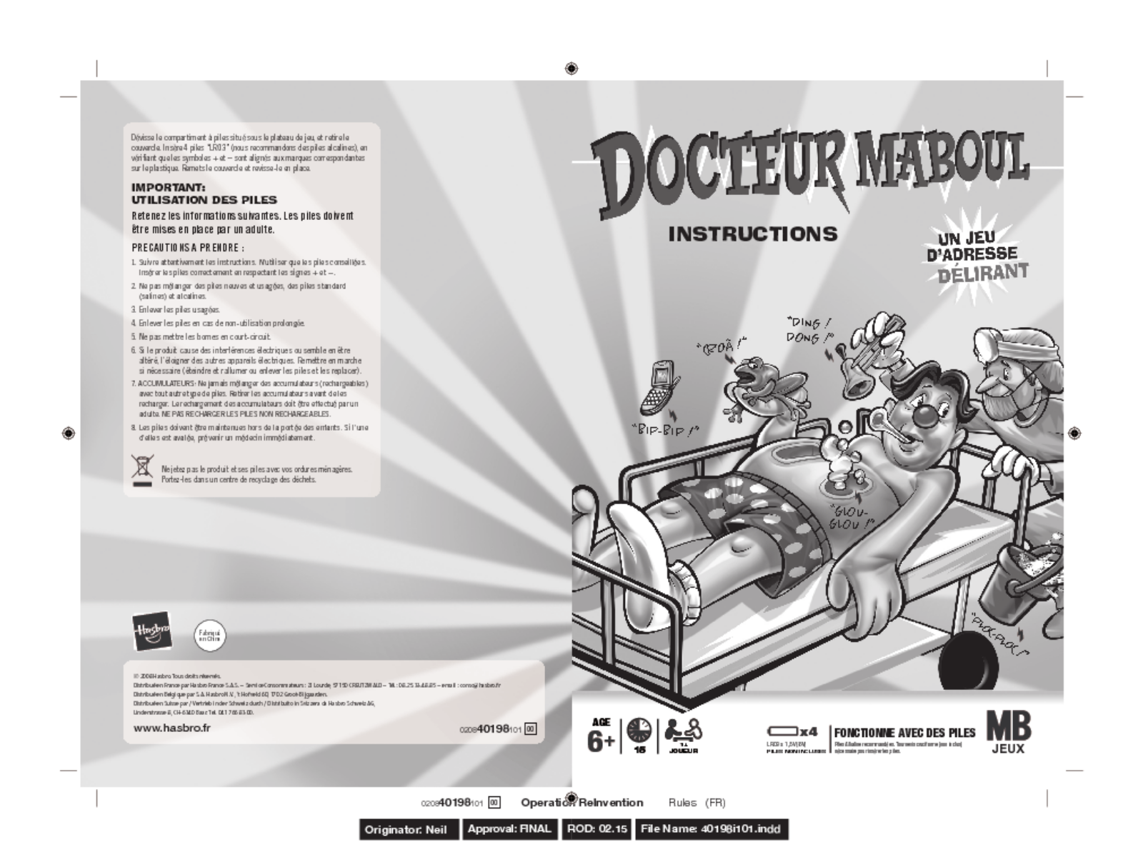 HASBRO JEU DR MABOUL NOUVELLE VERSION User Manual