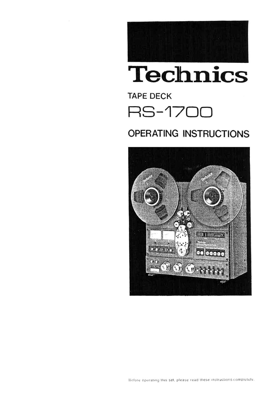 Technics RS-1700 Owners manual