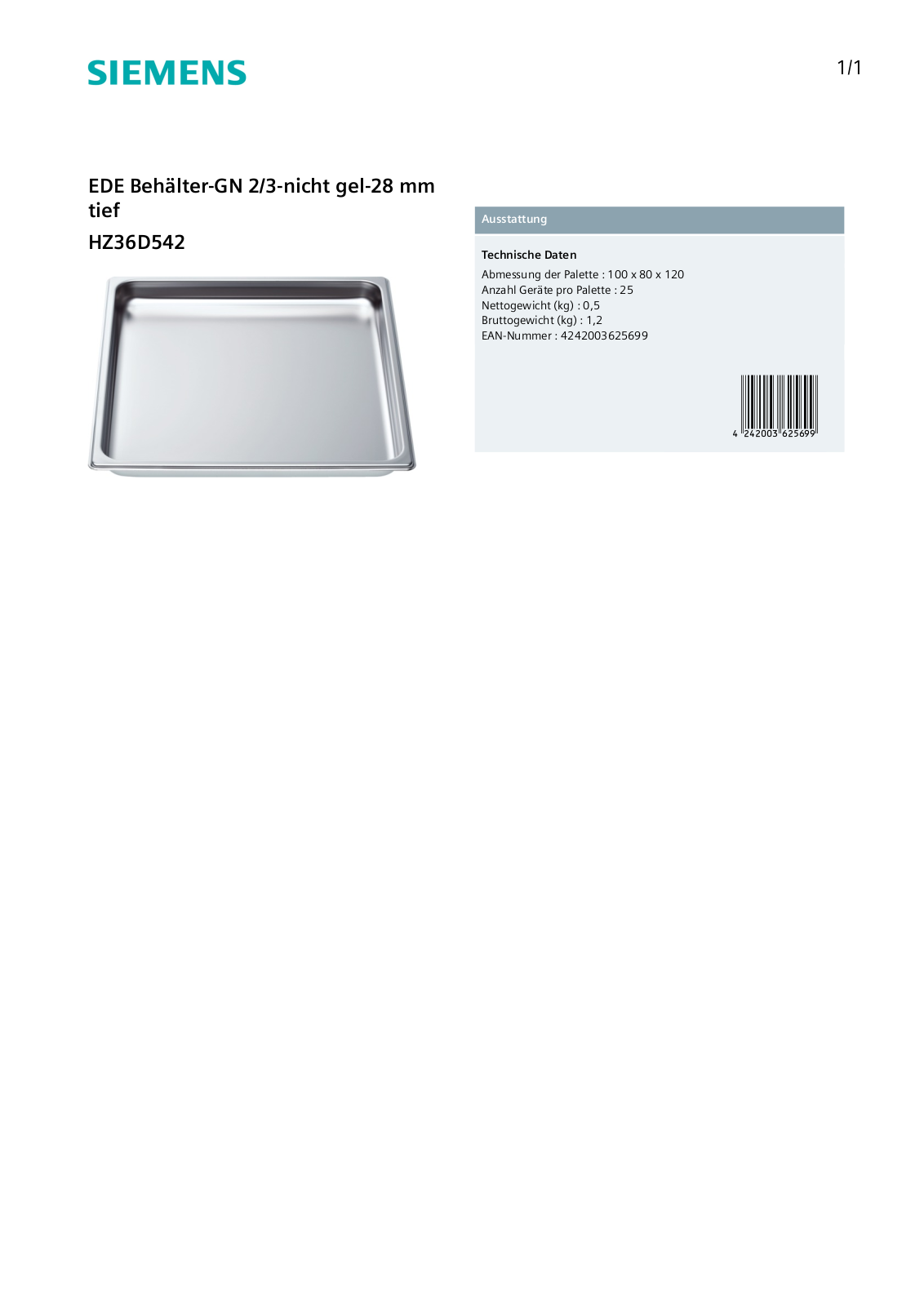 Siemens HZ36D542 User Manual