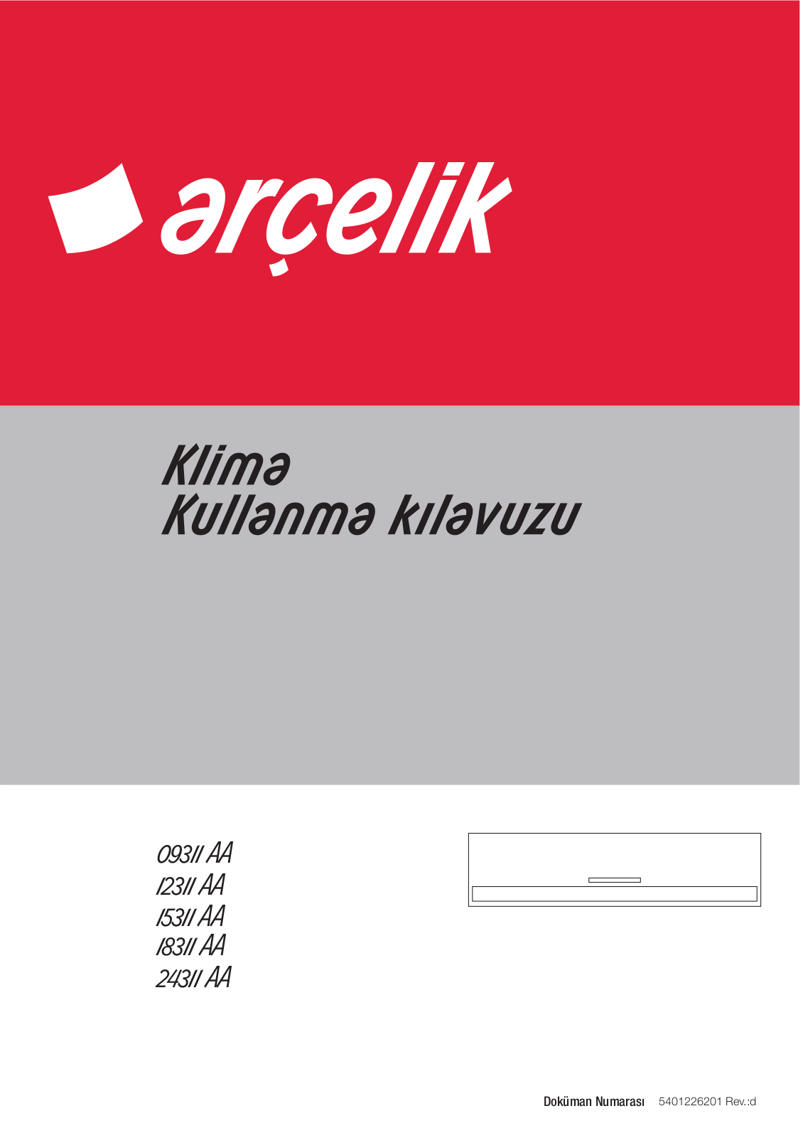 Arçelik 09311 AA, 12311 AA, 15311 AA, 18311 AA, 24311 AA User manual