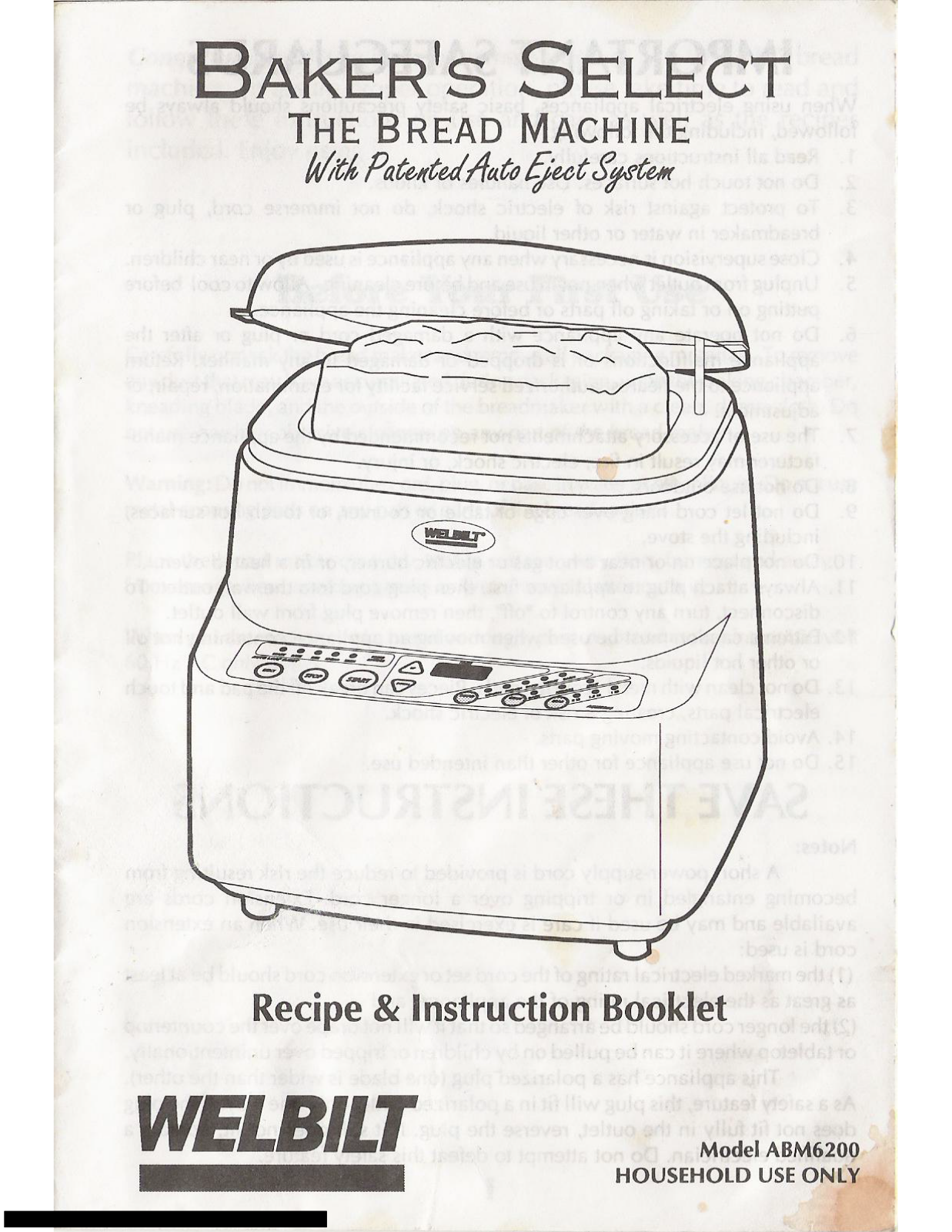 Welbilt ABM6200 Instruction Booklet