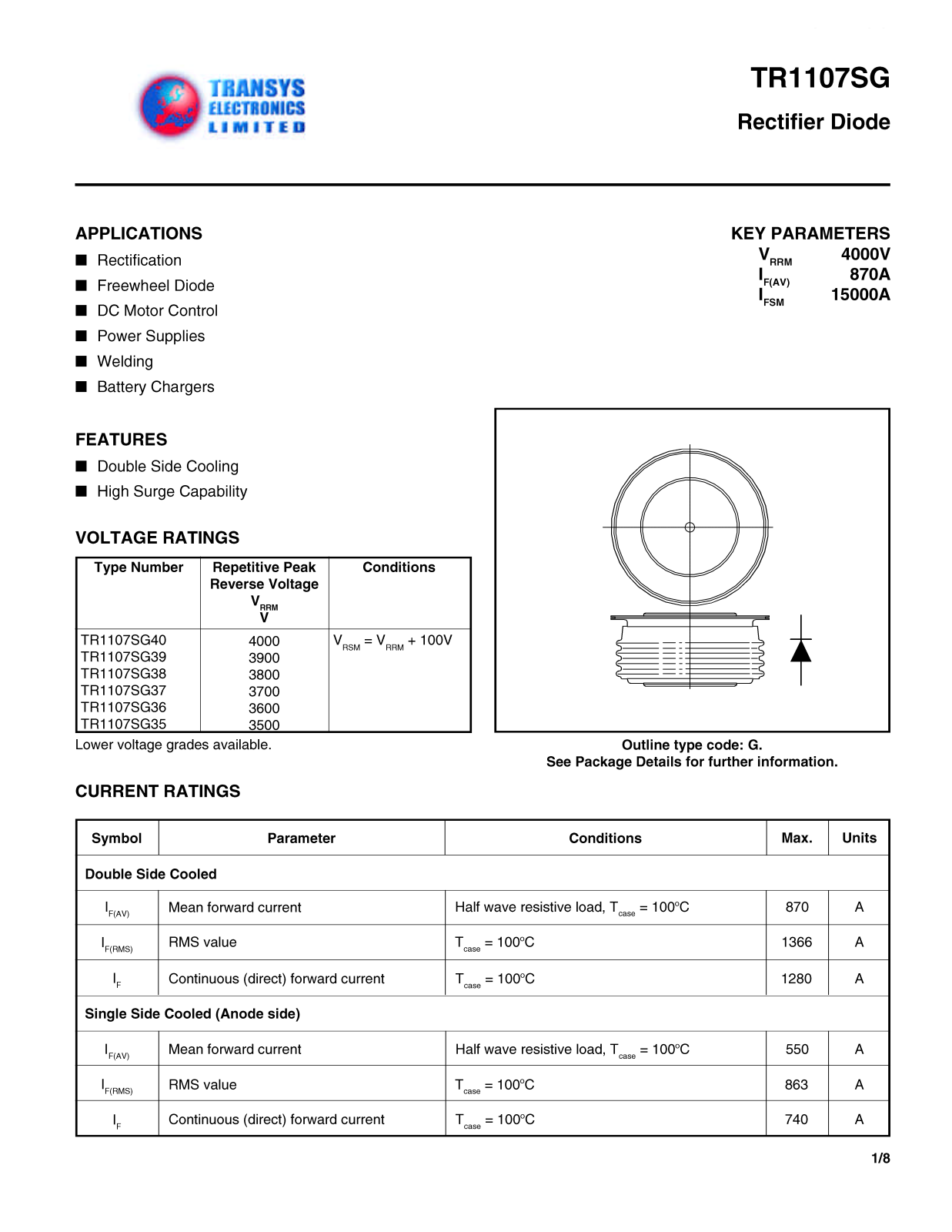 TEL TR1107SG39, TR1107SG38, TR1107SG37, TR1107SG36, TR1107SG35 Datasheet