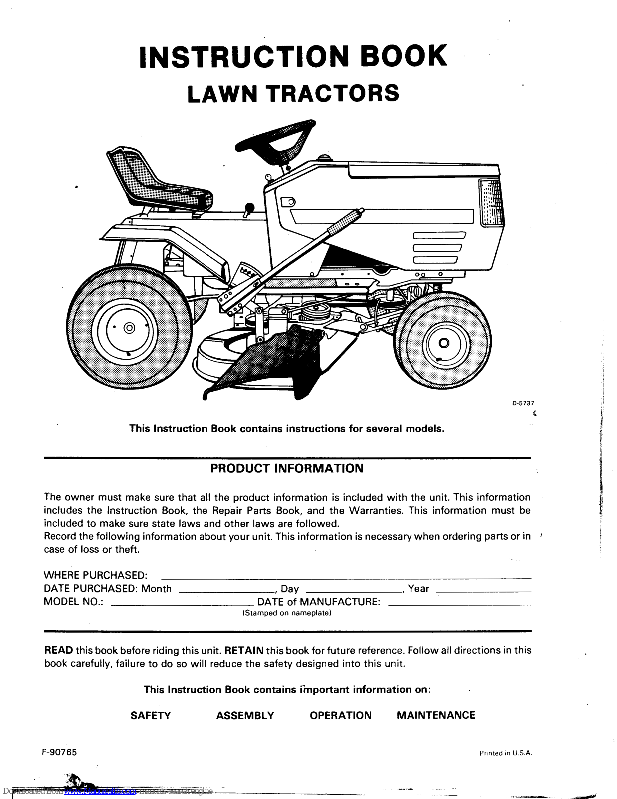 Murray 40603B Instruction Manual