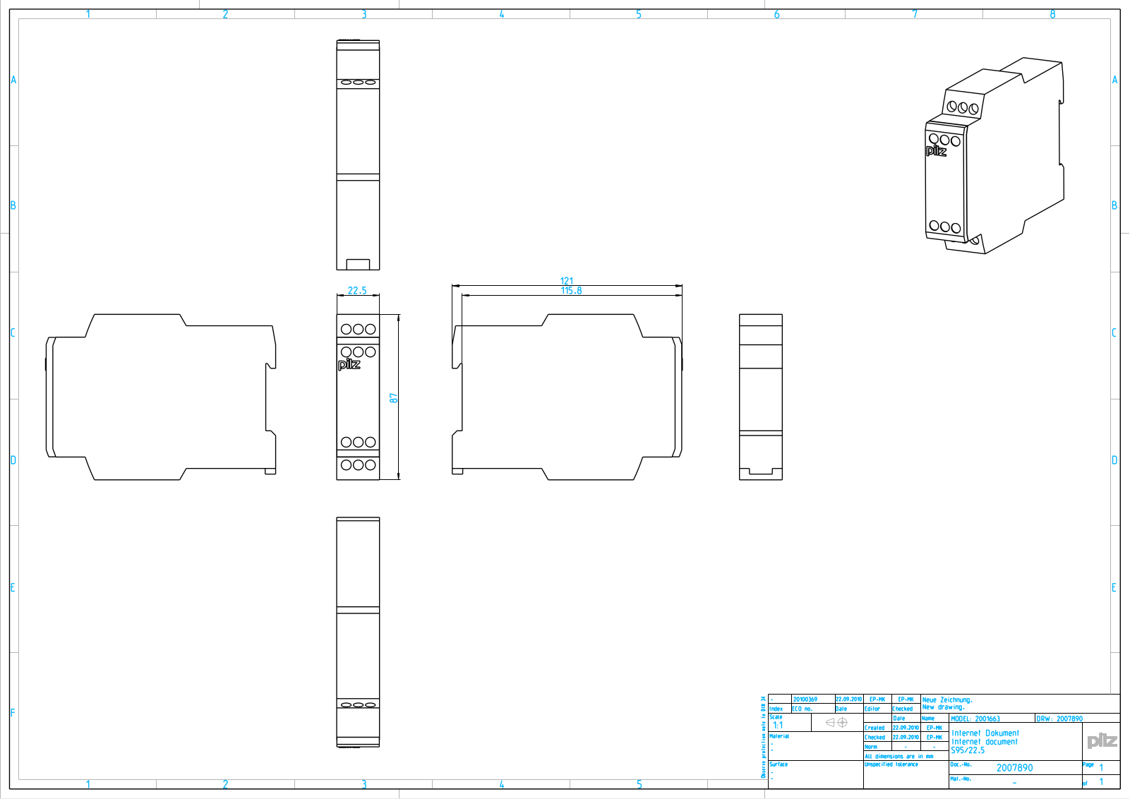 Pilz 2001663 CAD Drawings