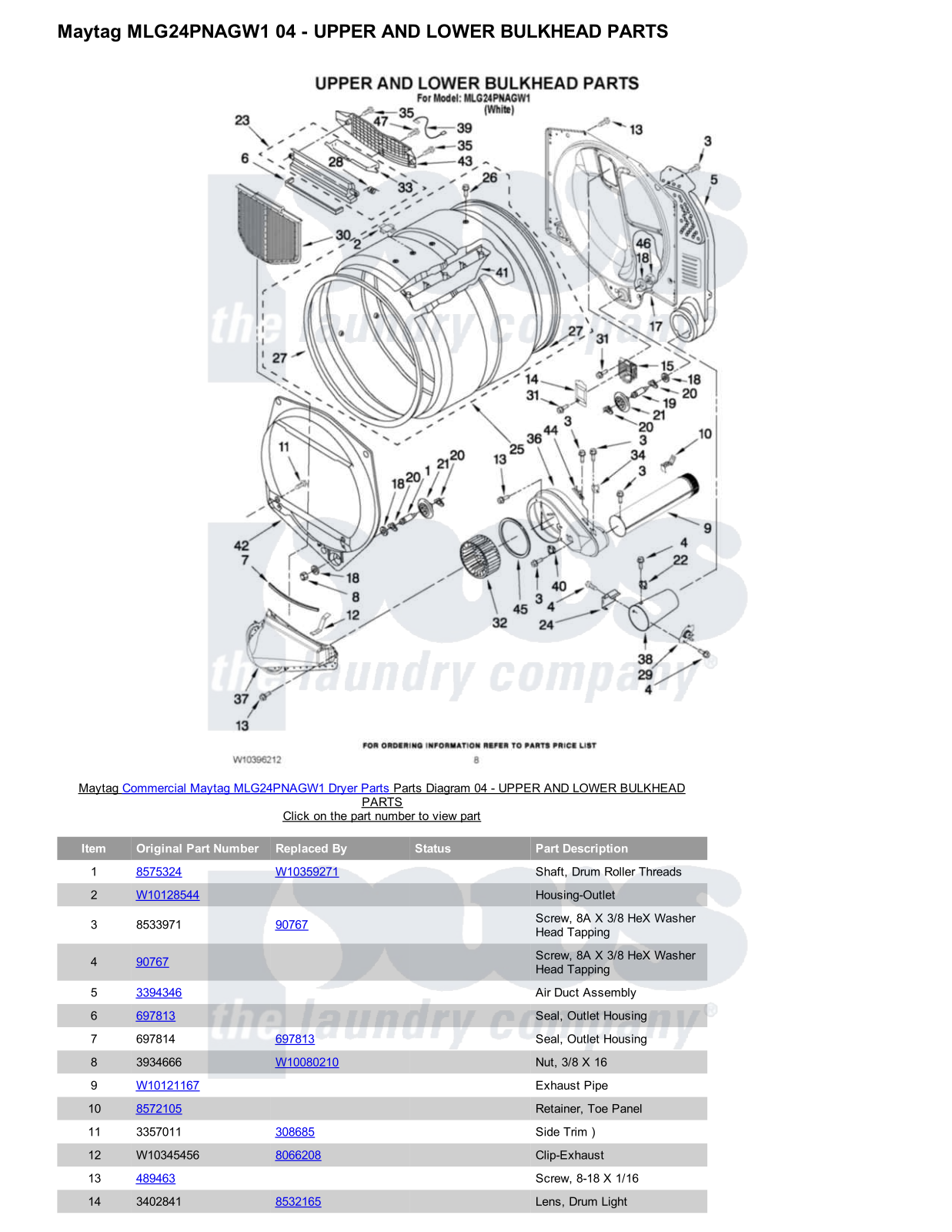 Maytag MLG24PNAGW1 Parts Diagram