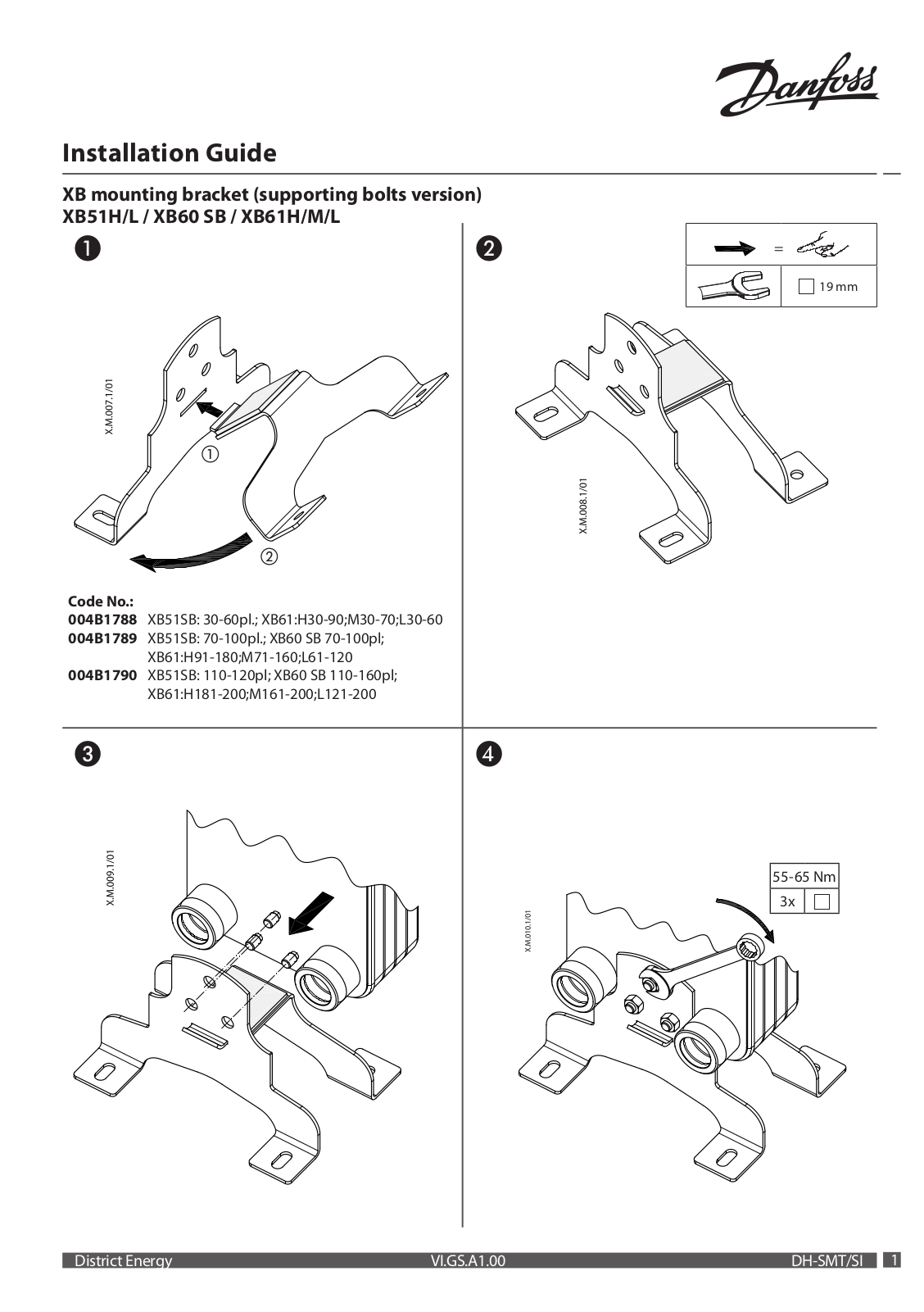 Danfoss XB51H, XB51L, XB60 SB, XB61H, XB61M Installation guide