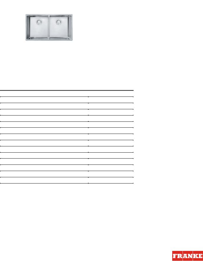 Franke CUX120 Specification Sheet