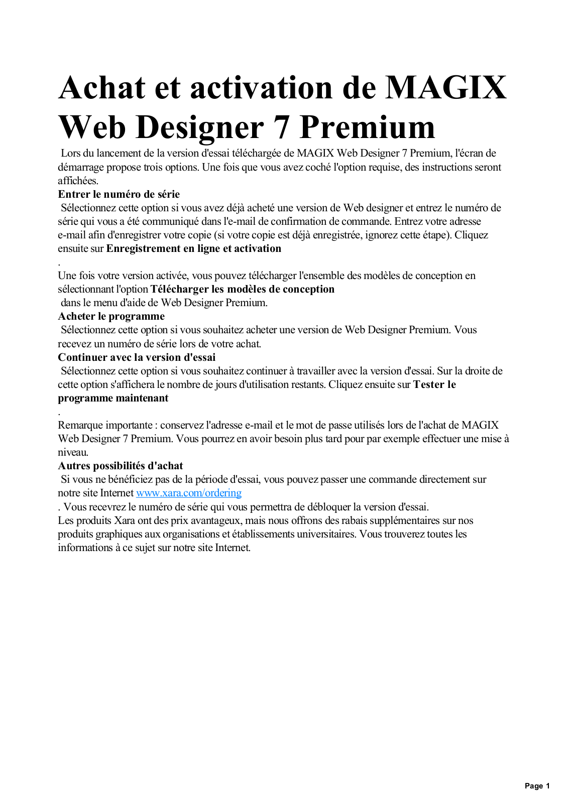 MAGIX Web Designer 7 User Manual