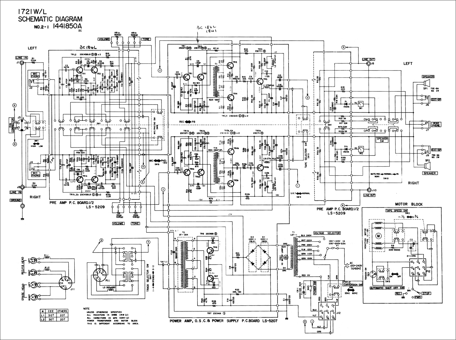 Akai 1721-WL Schematic