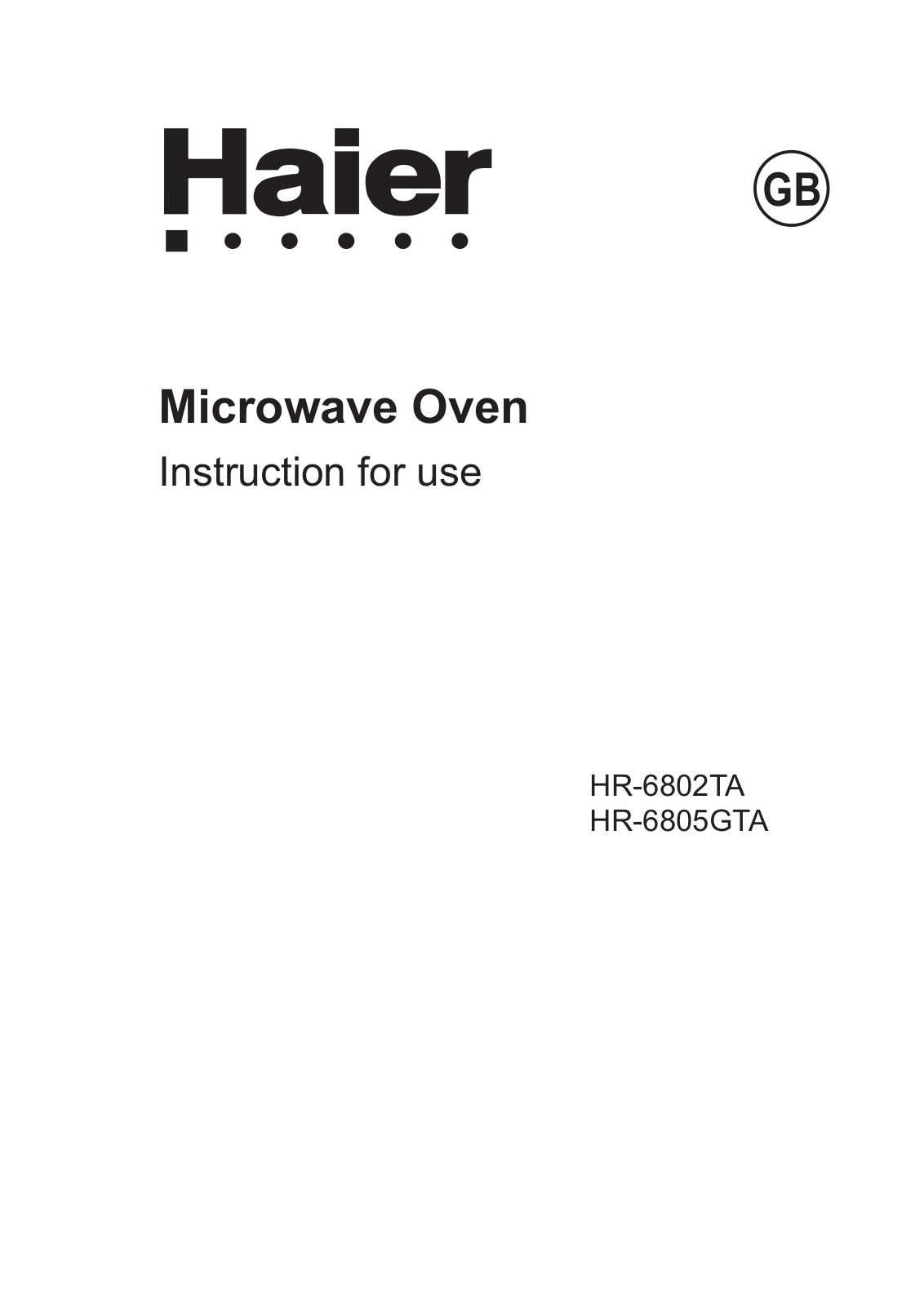 Haier HR-6805GTA, HR-6802TA User Manual