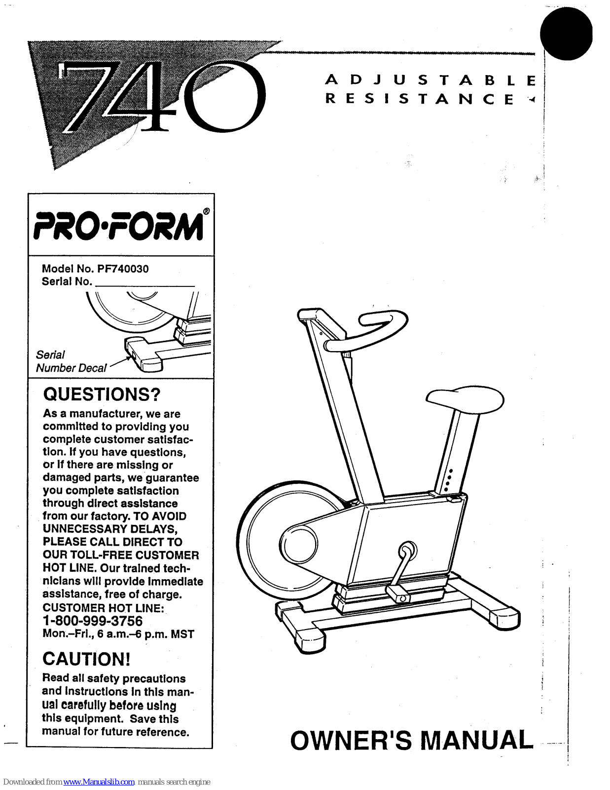 Pro-Form 740, PF40030 User Manual