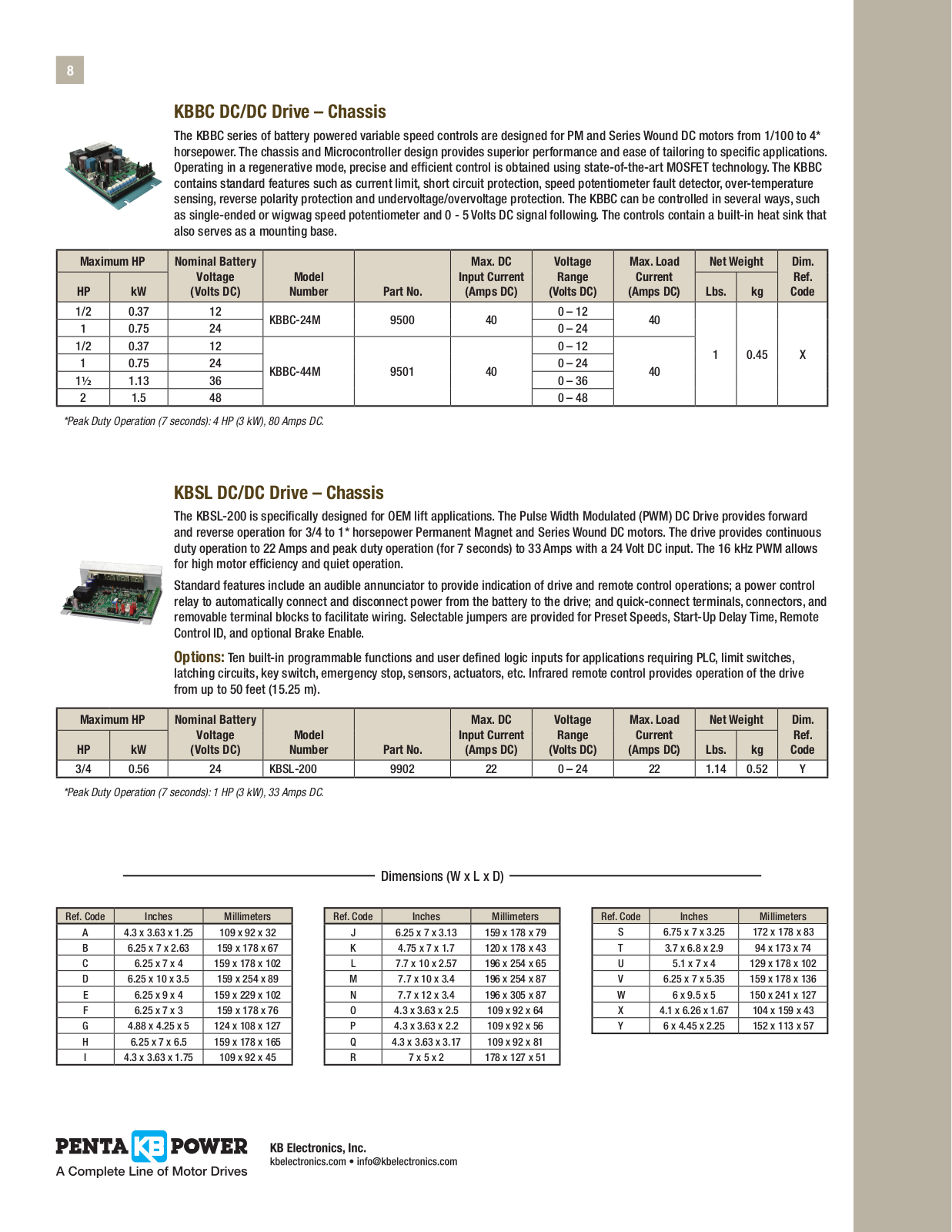 KB Electronics KBBC, KBSL Catalog Page