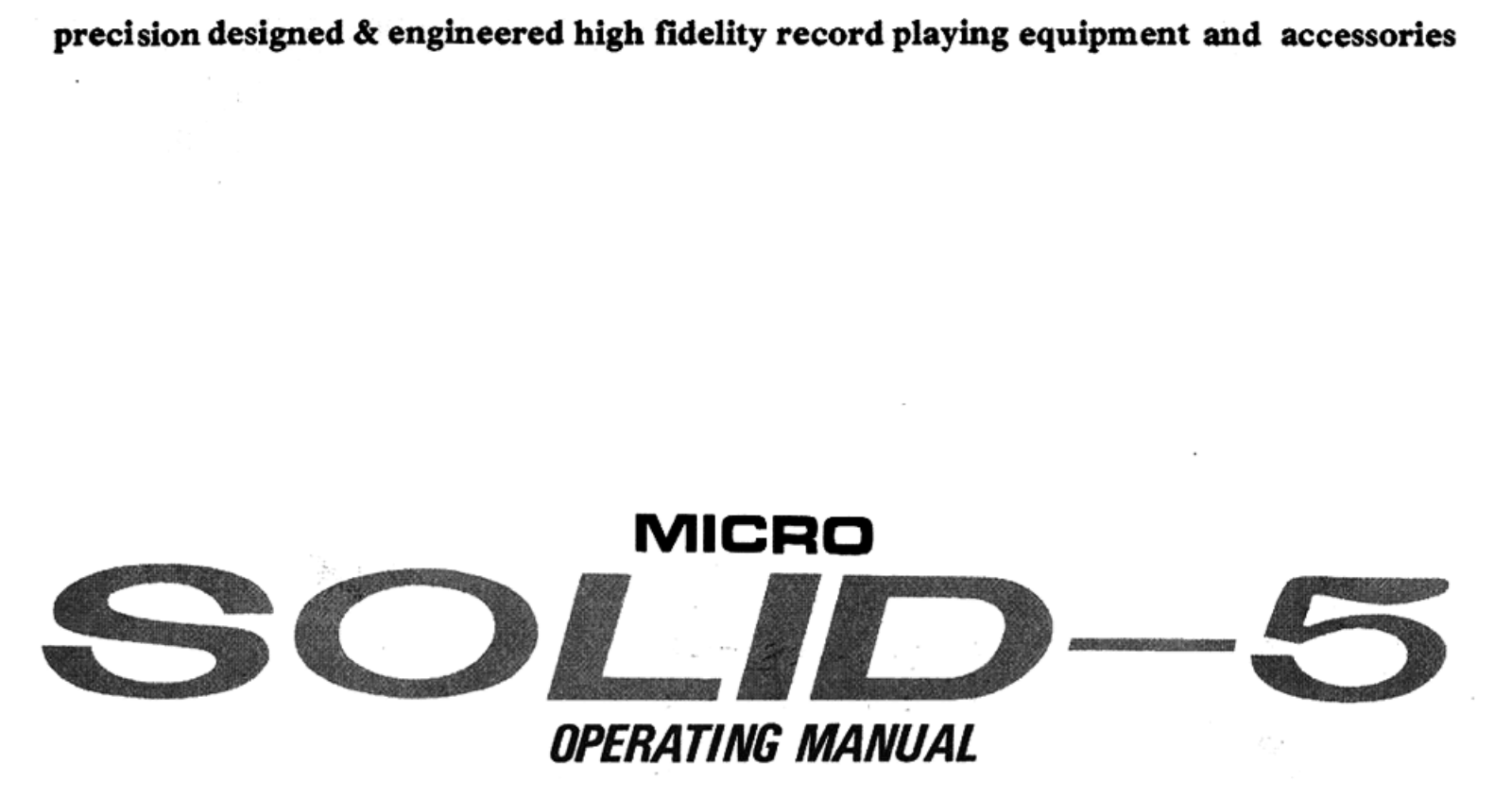 Micro Seiki Solid 5 Owners manual