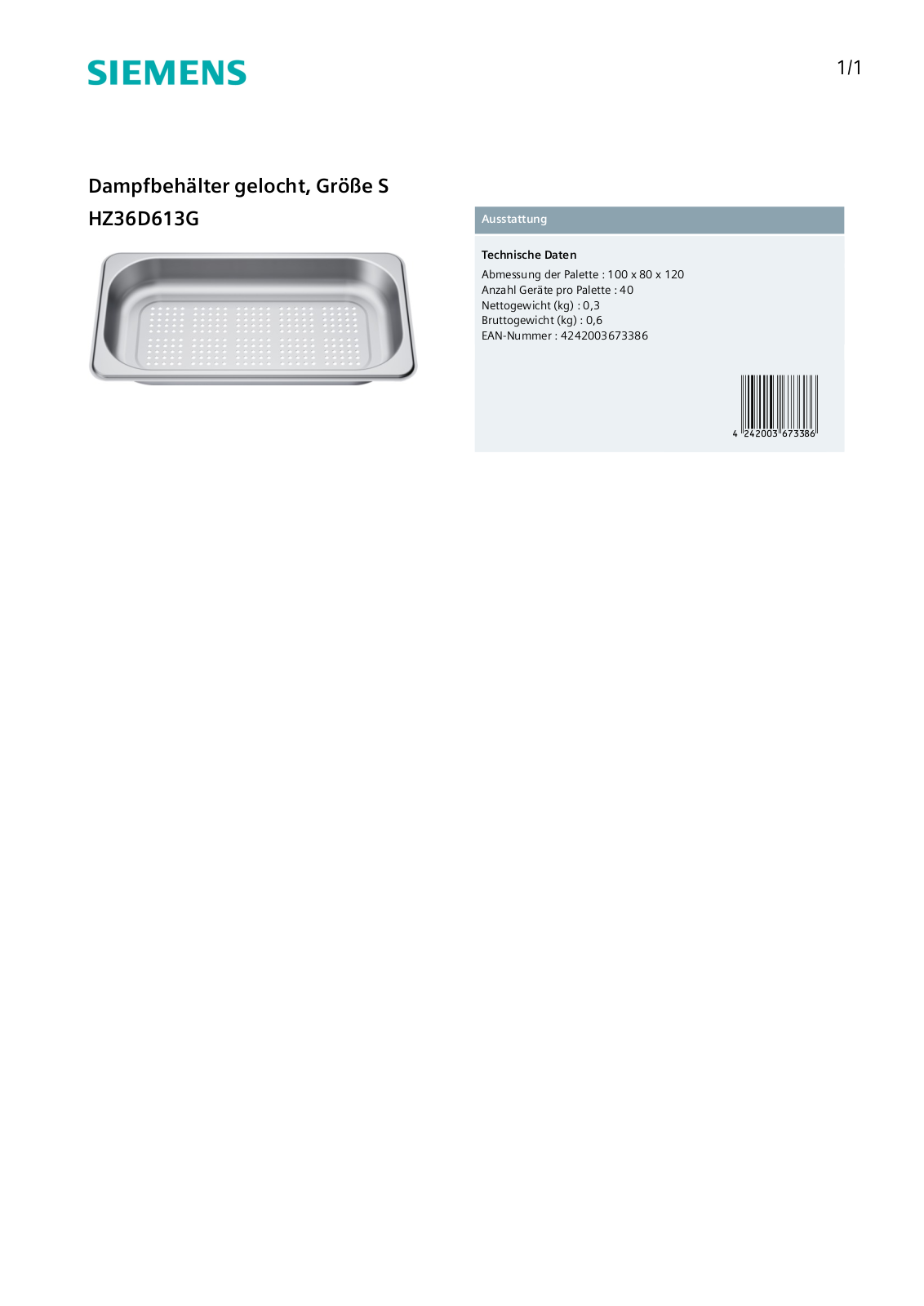 Siemens HZ36D613G User Manual