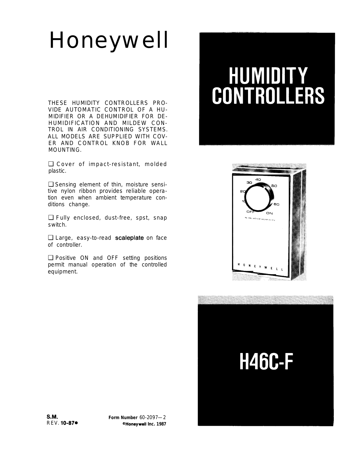 Honeywell H46C-F Product Information Sheet