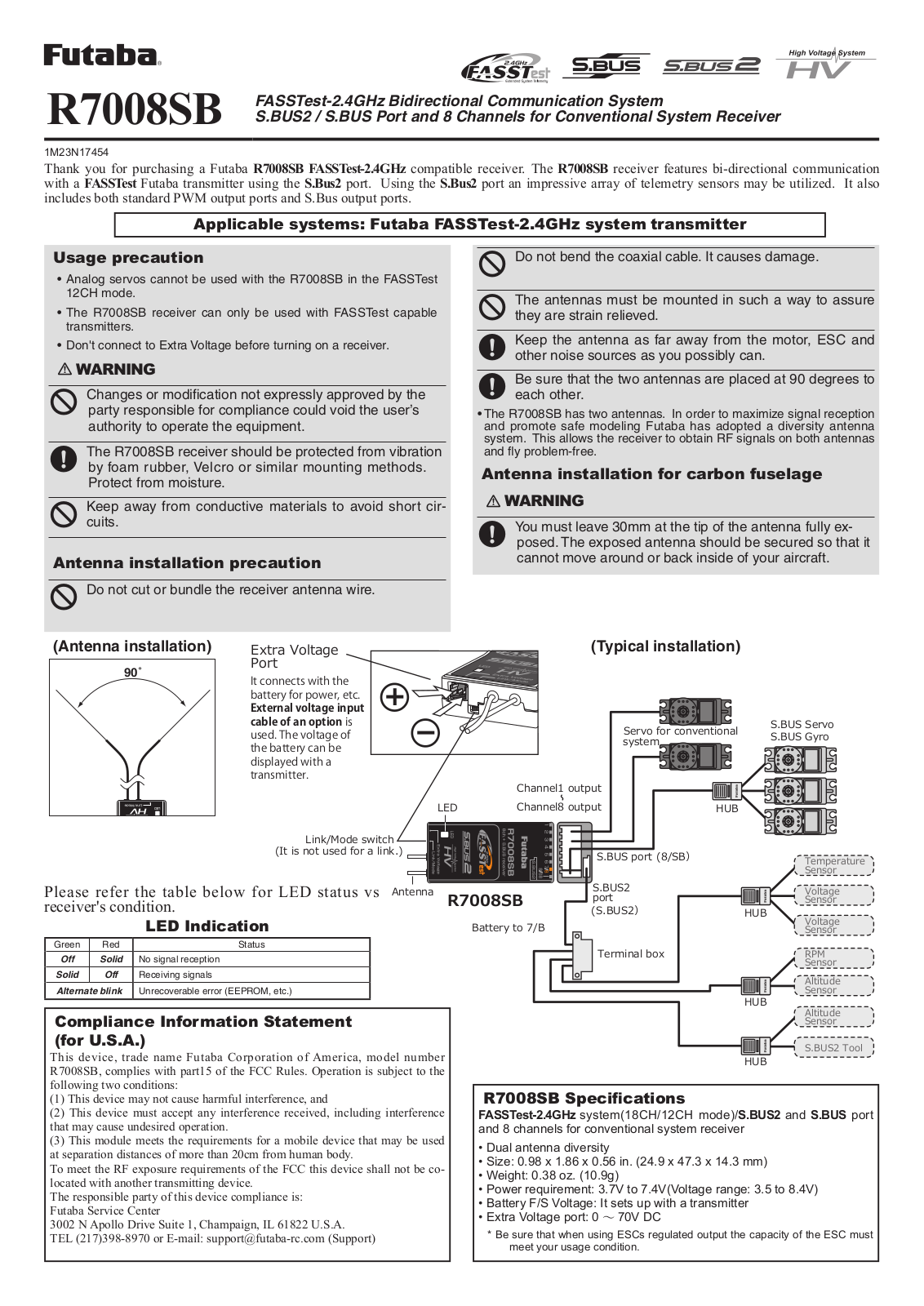 Futaba R7008SB User Manual