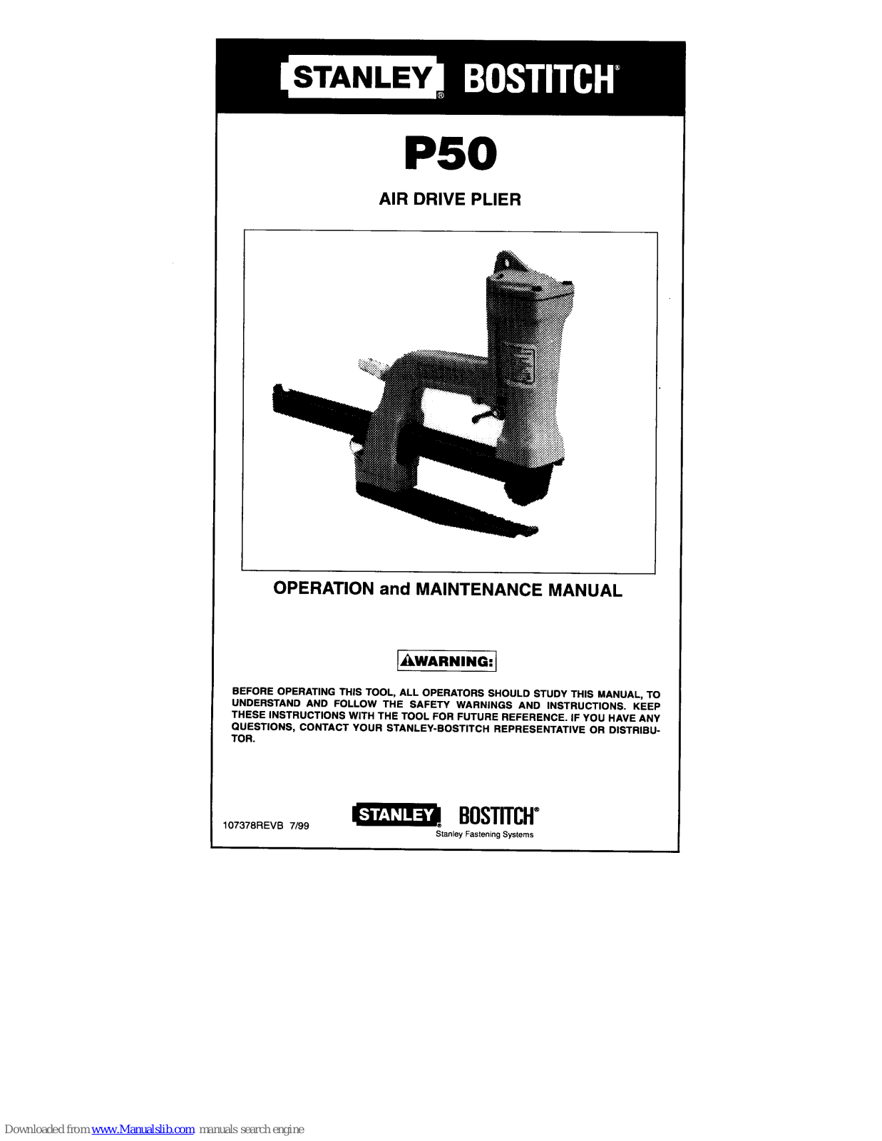 Bostitch P50 Operation And Maintenance Manual