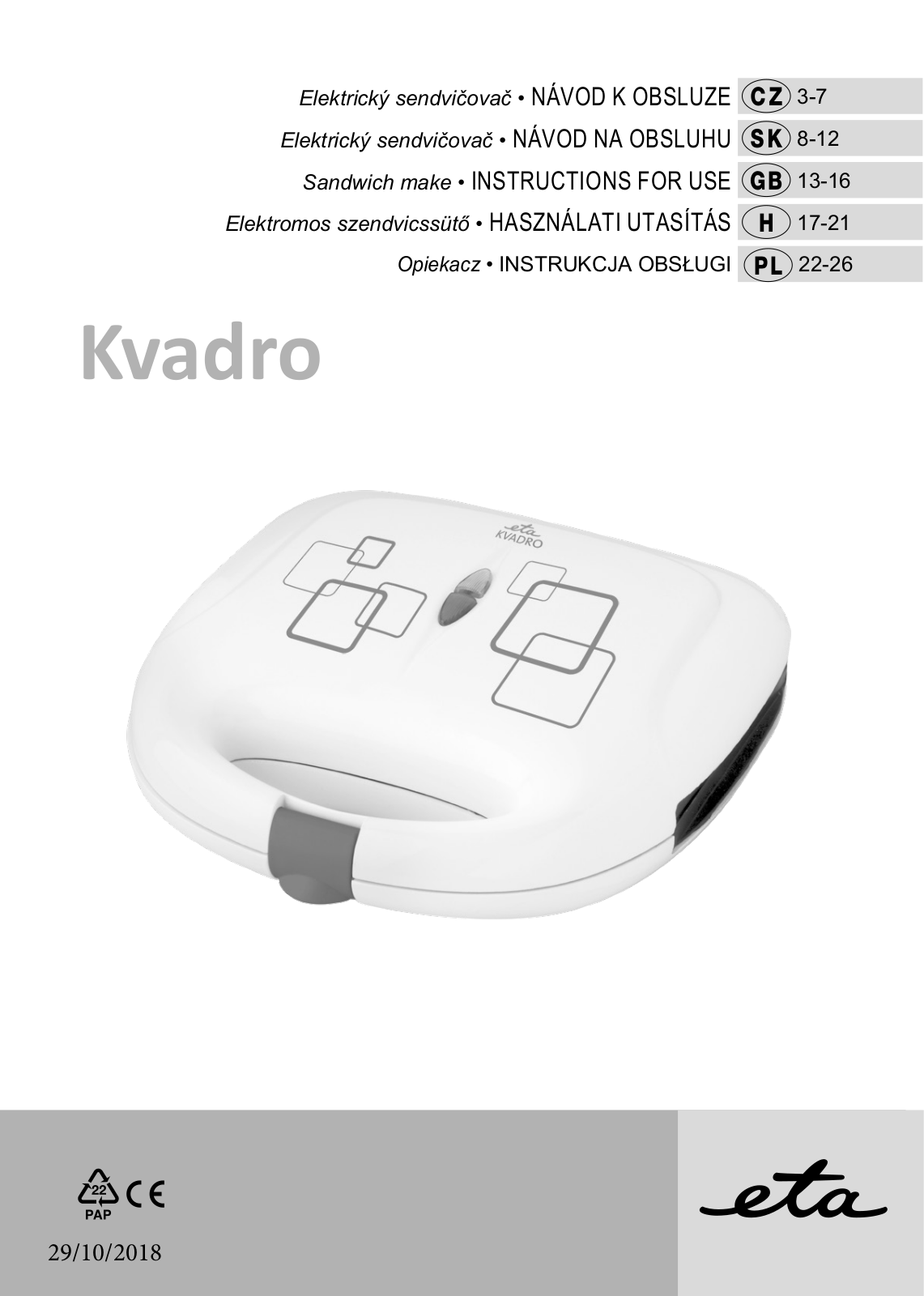 ETA Kvadro 4153 90000 User Manual