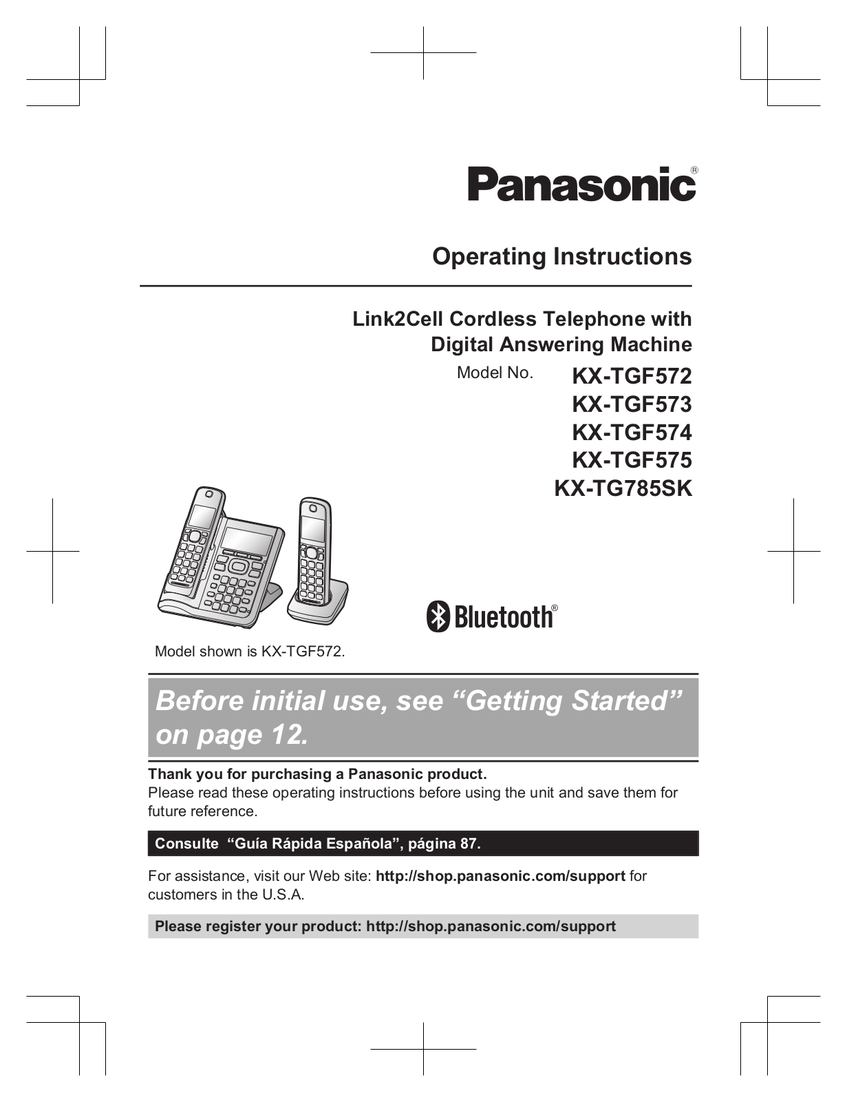 Panasonic of North America 96NKX TGF570 User Manual