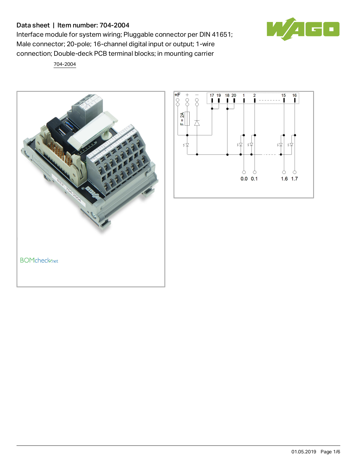 Wago 704-2004 Data Sheet