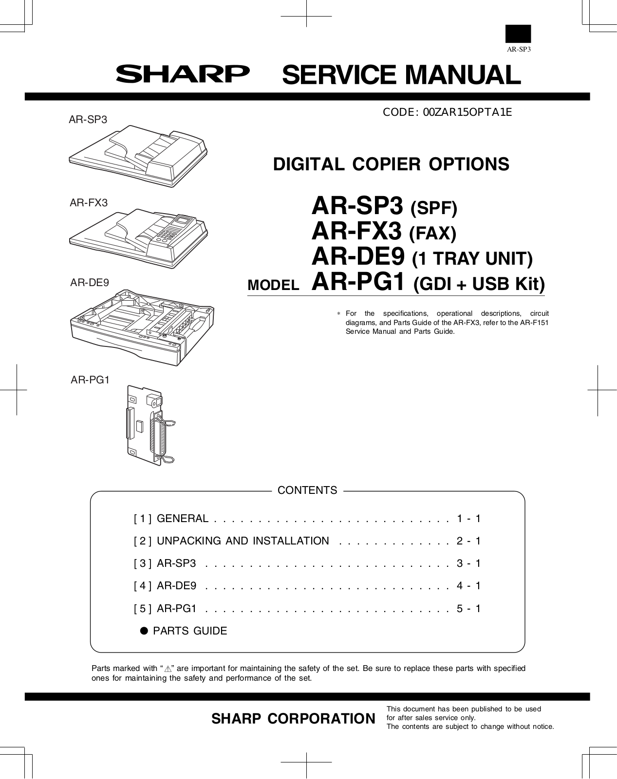 SHARP AR-SP3-smE-V2 Service Manual