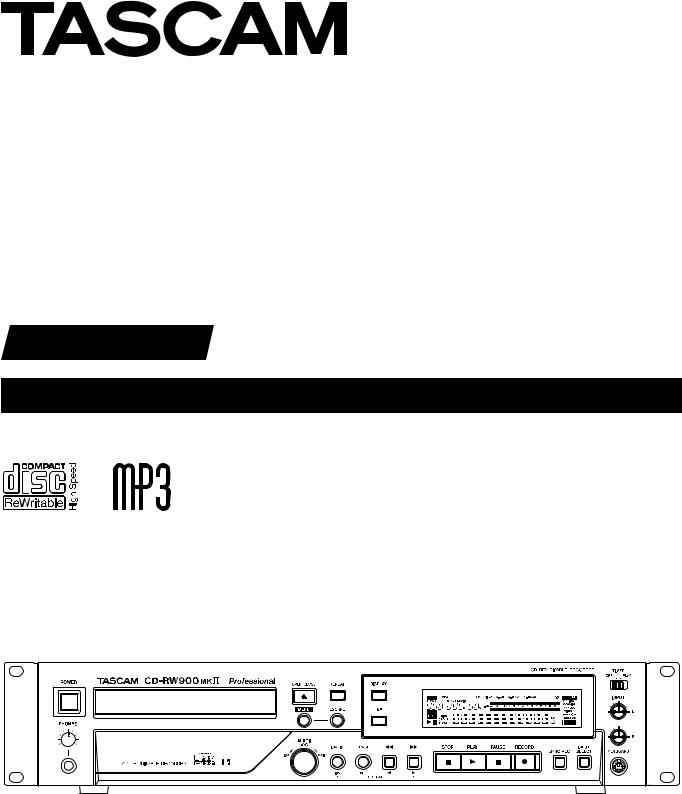 Tascam CD-RW900MKII User Manual