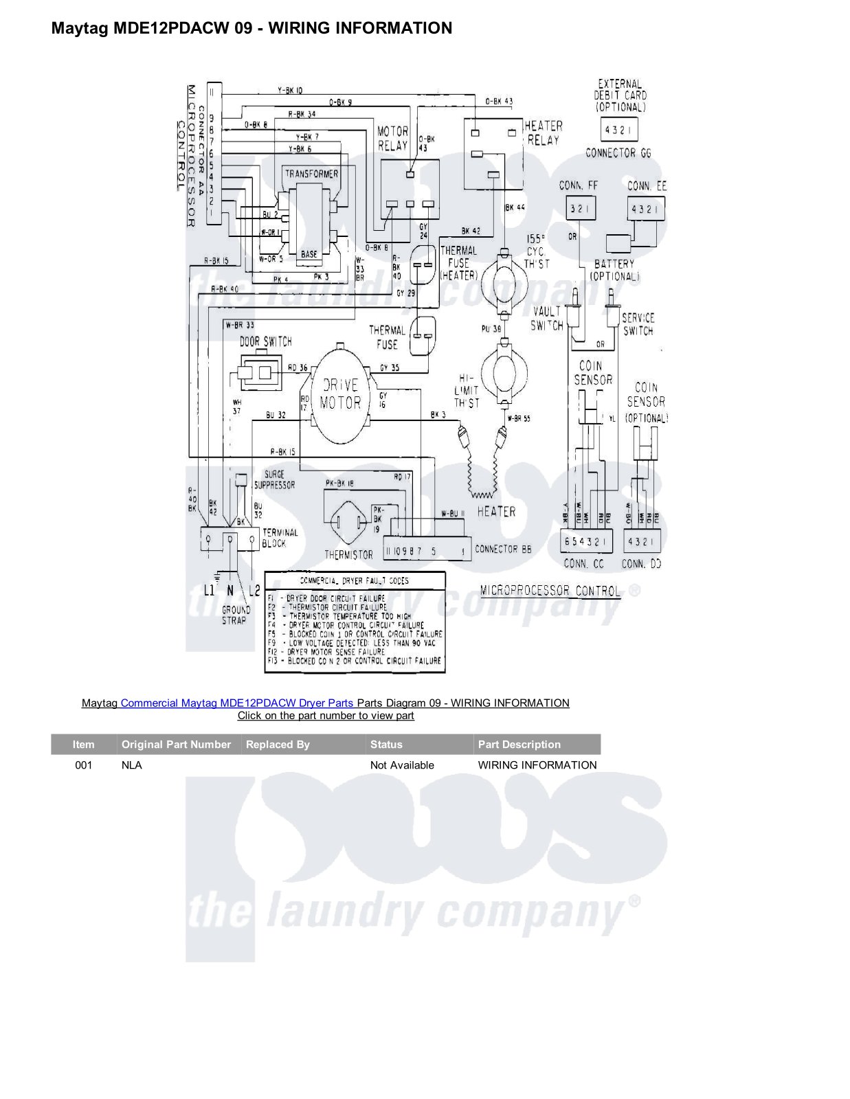 Maytag MDE12PDACW Parts Diagram