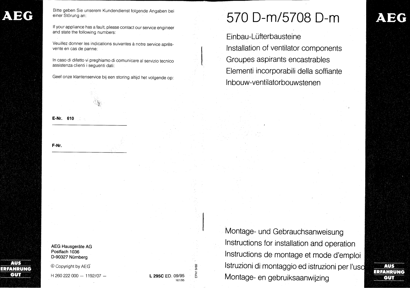 AEG 570D-M, 5708D-M User Manual