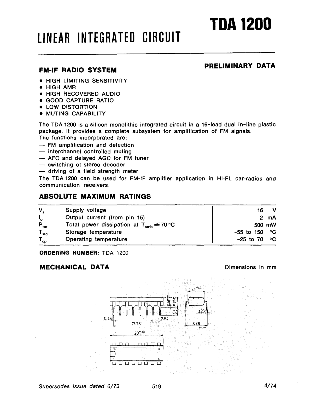 Datasheet TDA1200A Specification - ManualMachine.com