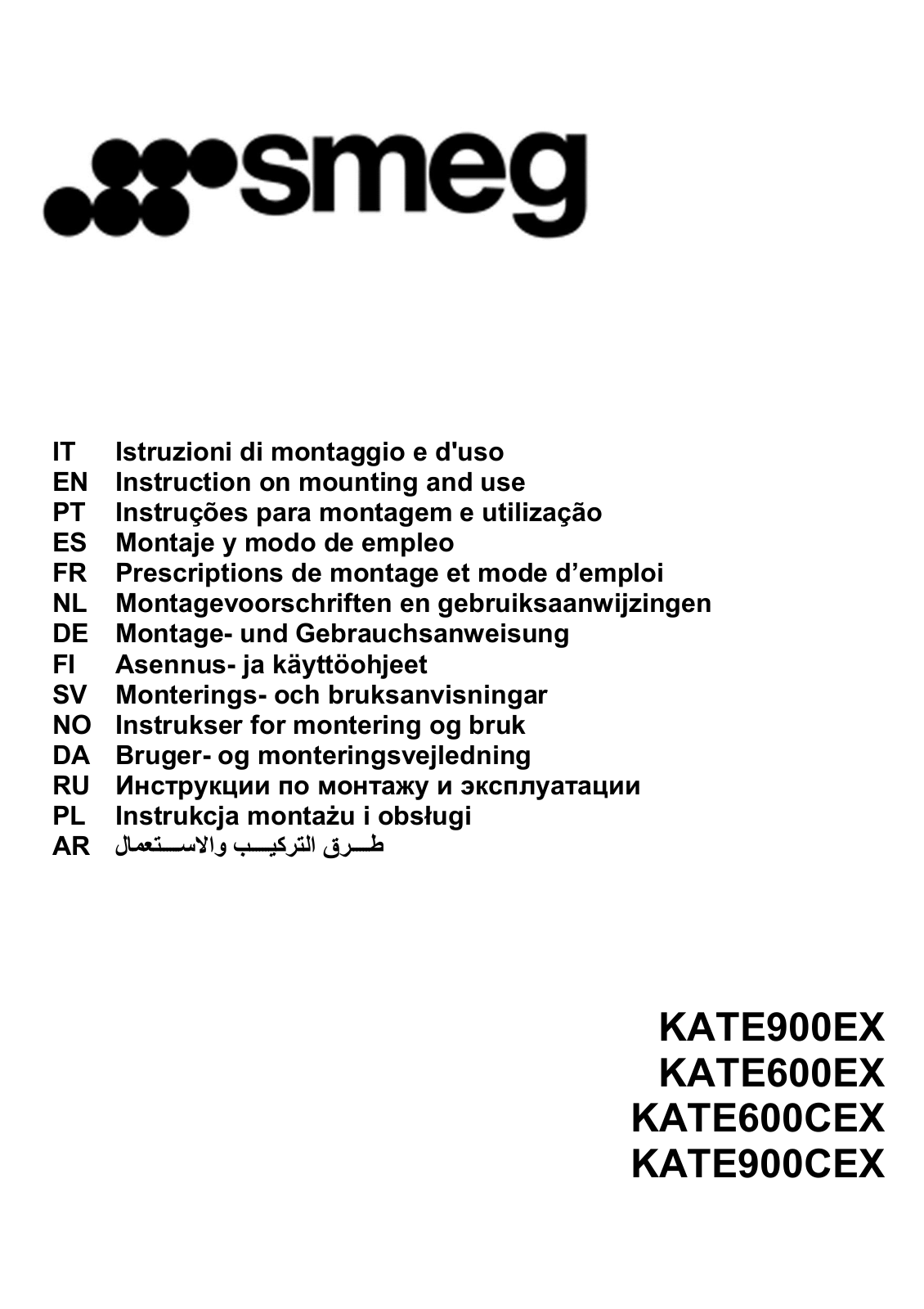 Smeg KATE900EX User manual