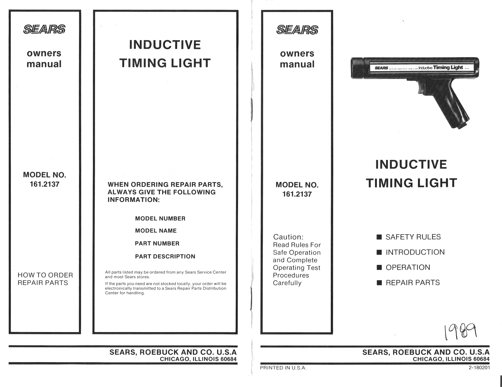 Sears 161.2137 User Manual