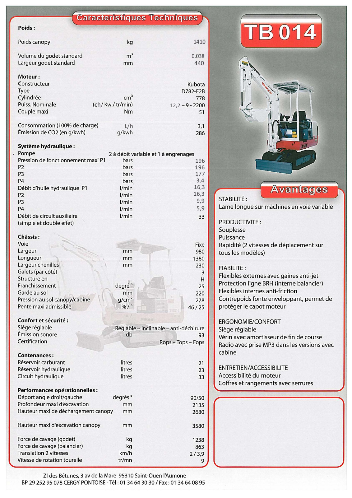 TAKEUCHI TB014 User Manual