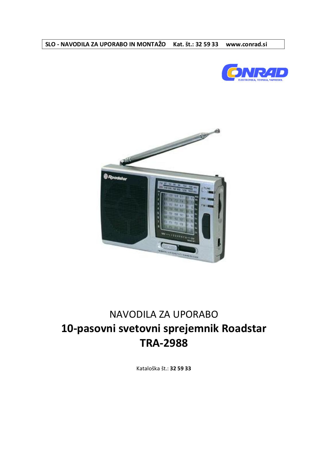 Roadstar TRA-2988 Instruction Manual