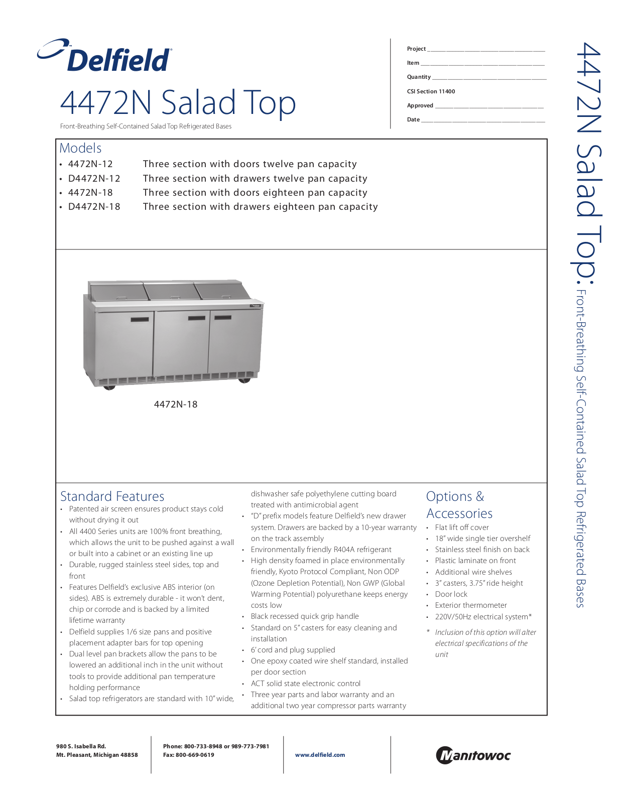 Delfield 4472N-12 User Manual