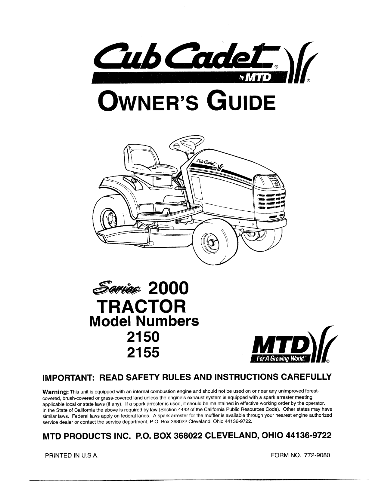 MTD 2155, 2150 User Manual