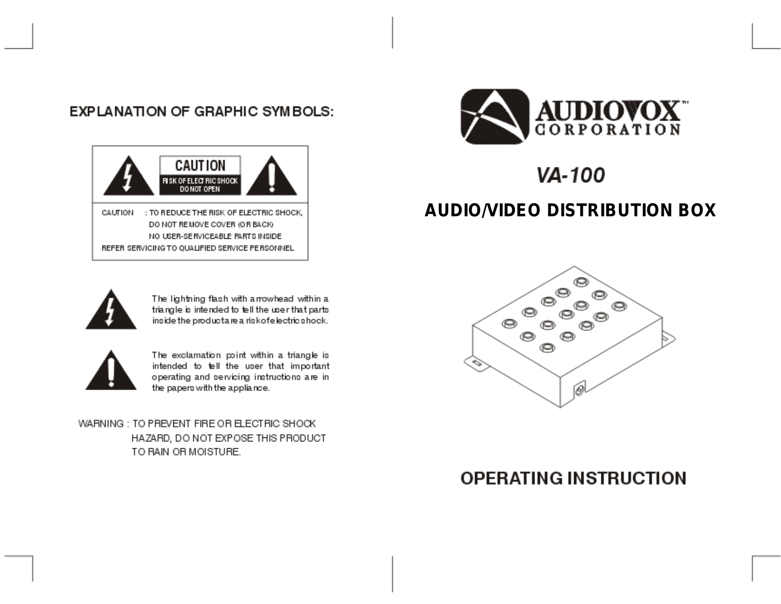 Audiovox VA-100 User Manual