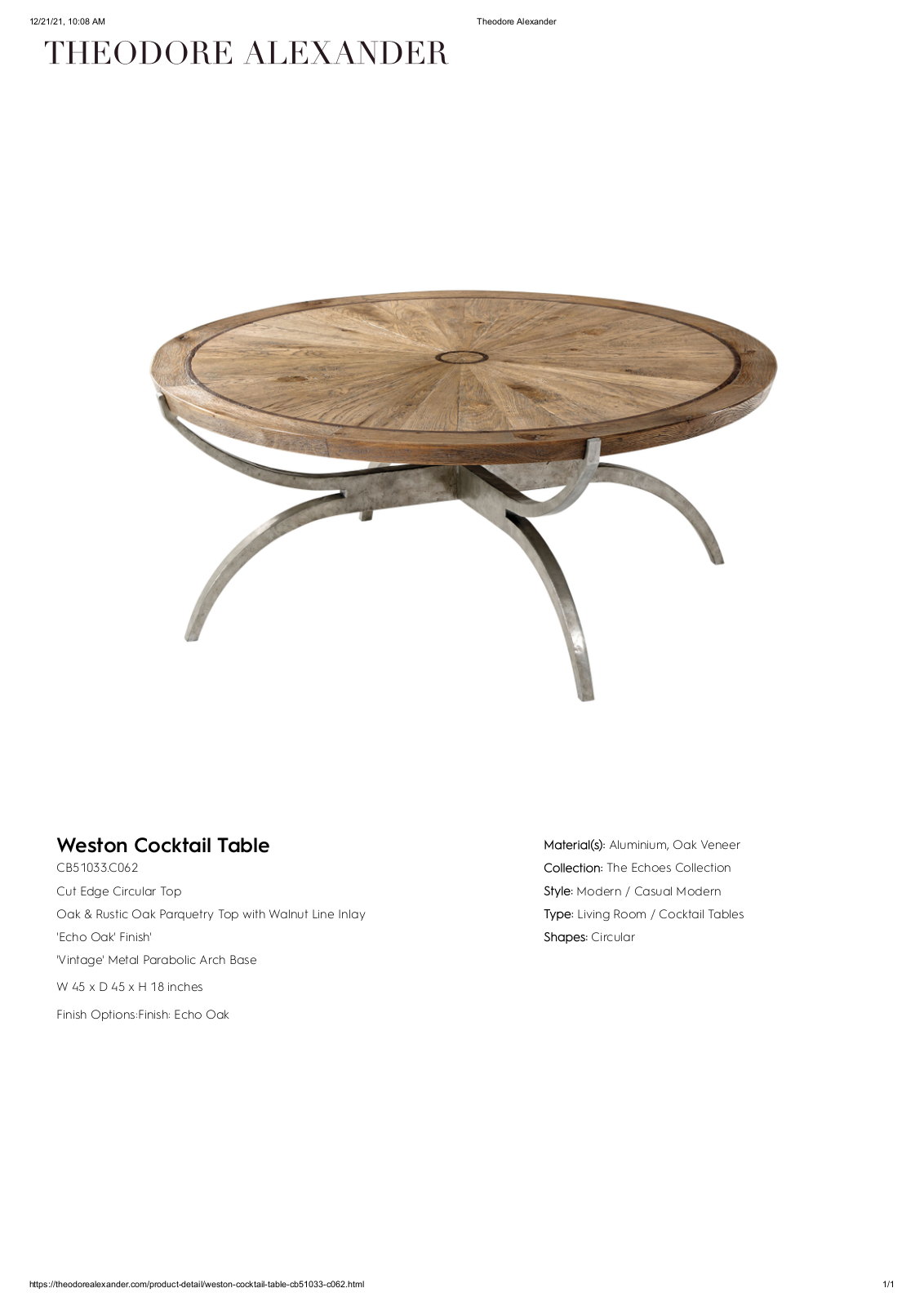 Theodore Alexander FPLJ3060 Specifications - ManualMachine.com