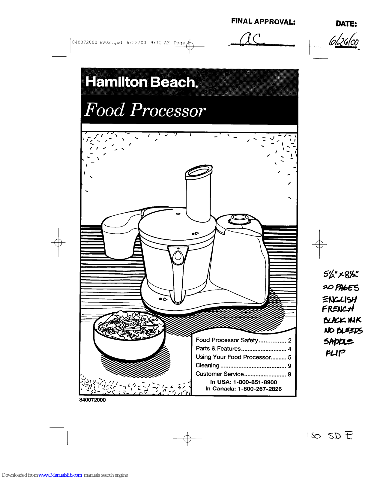 HAMILTON BEACH 70660 User Manual