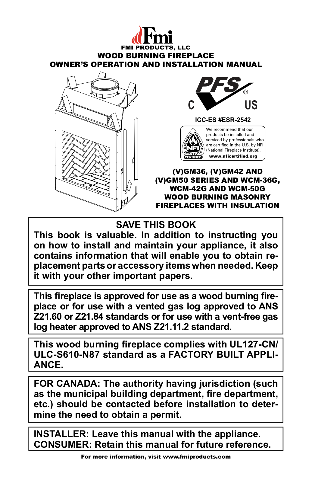 FMI GM36, WCM-50G, GM42, WCM-36G, WCM-42G User Manual