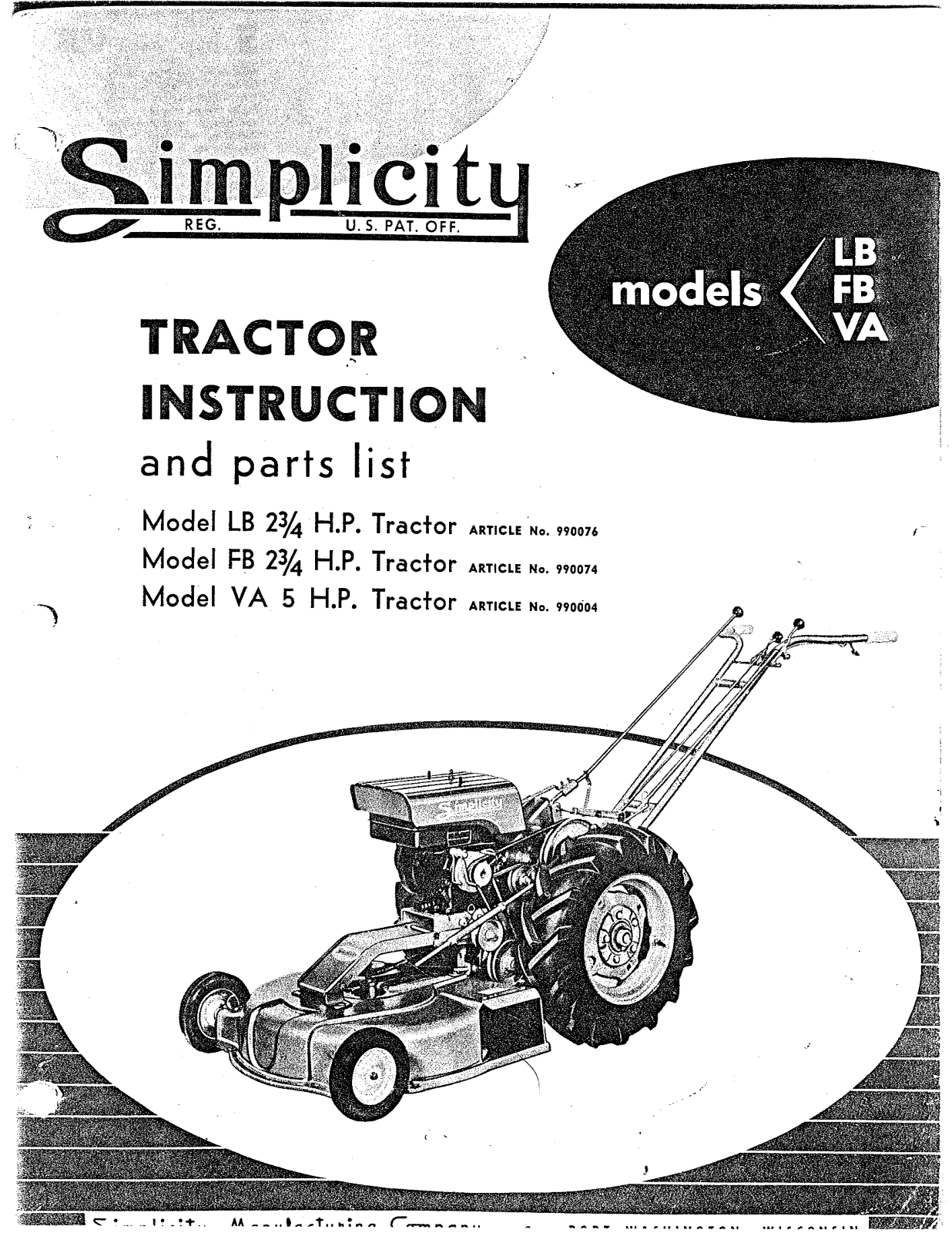 Simplicity FB, LB, VA User Manual