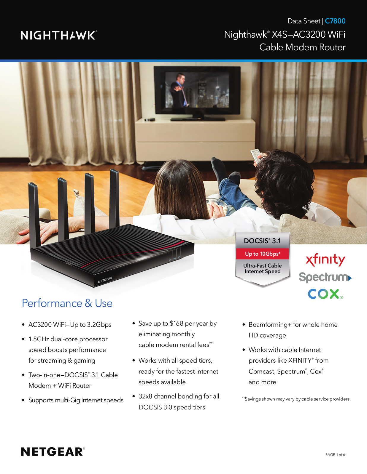 Nighthawk X4S—AC3200, C7800 Data Sheet
