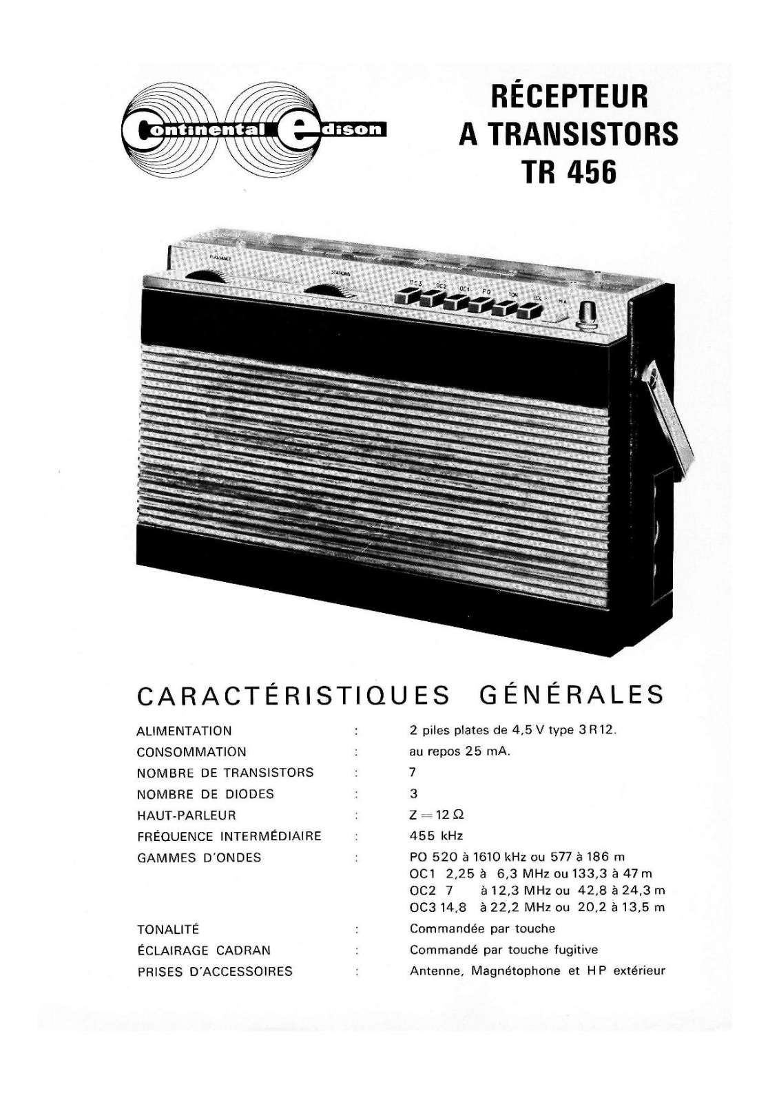 Continental Edison TR-456 Schematic