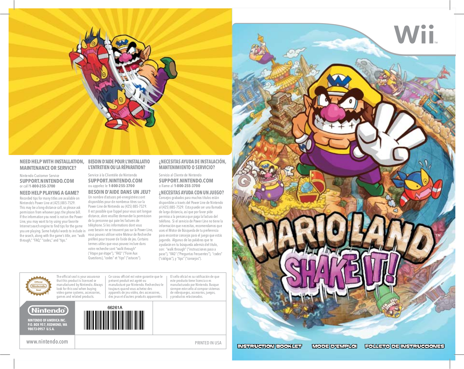 NINTENDO Wii Wario Land Shake It User Manual