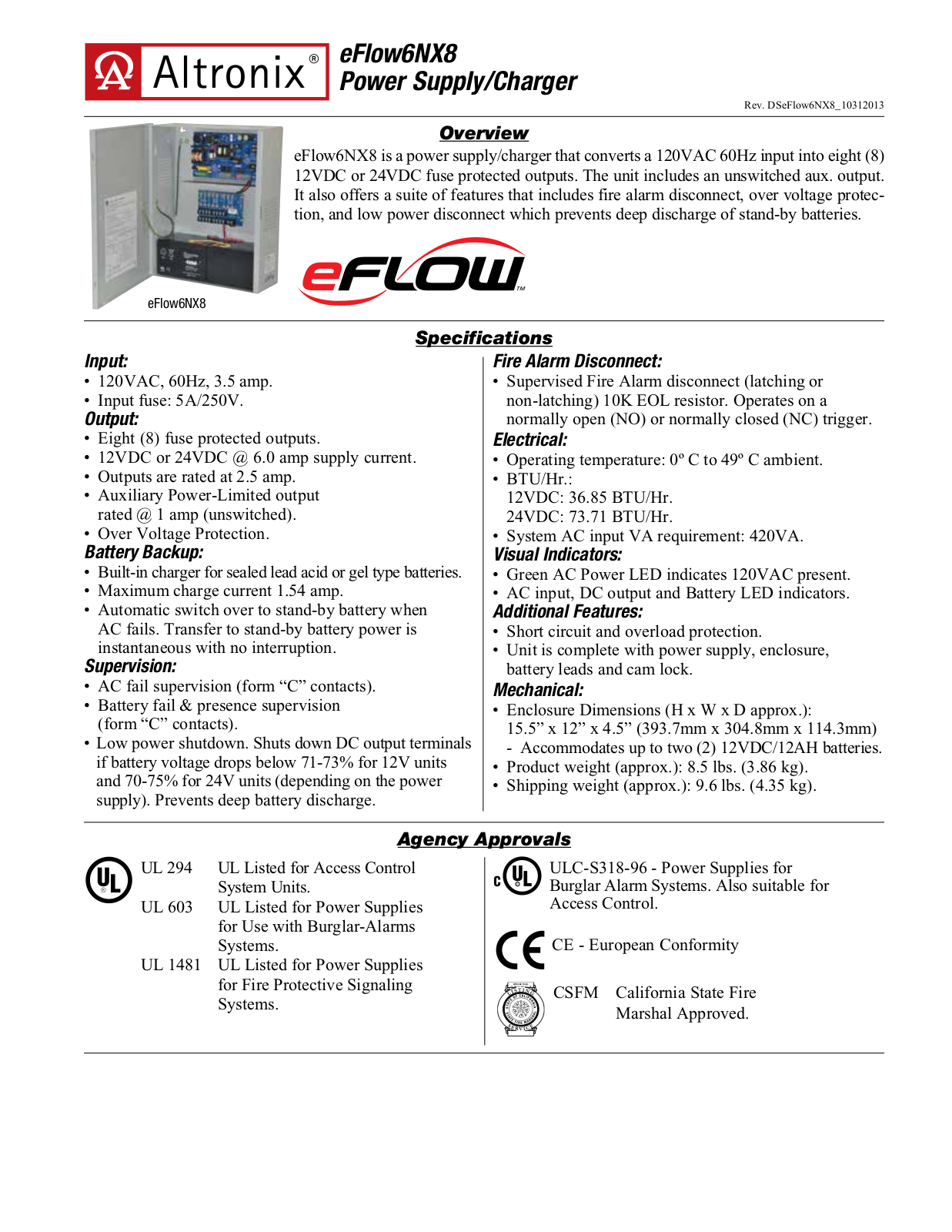 Altronix eFlow6NX8 Specsheet