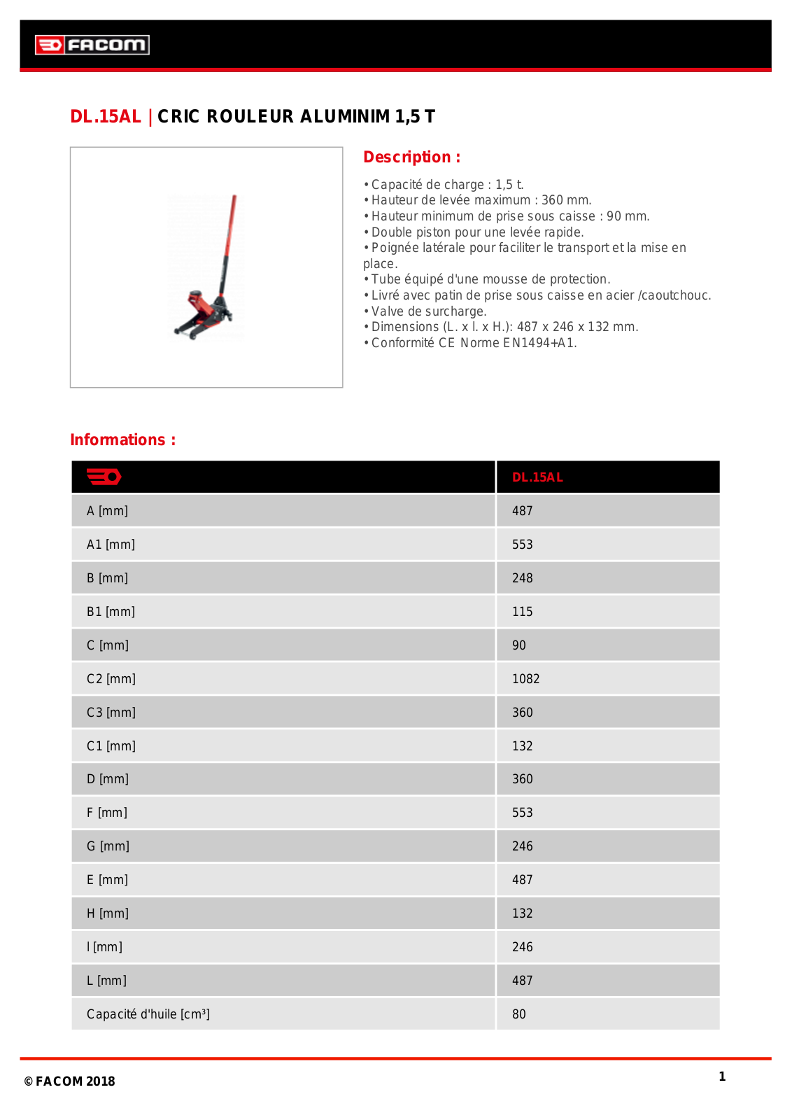Facom DL.15ALPF Specification - ManualMachine.com