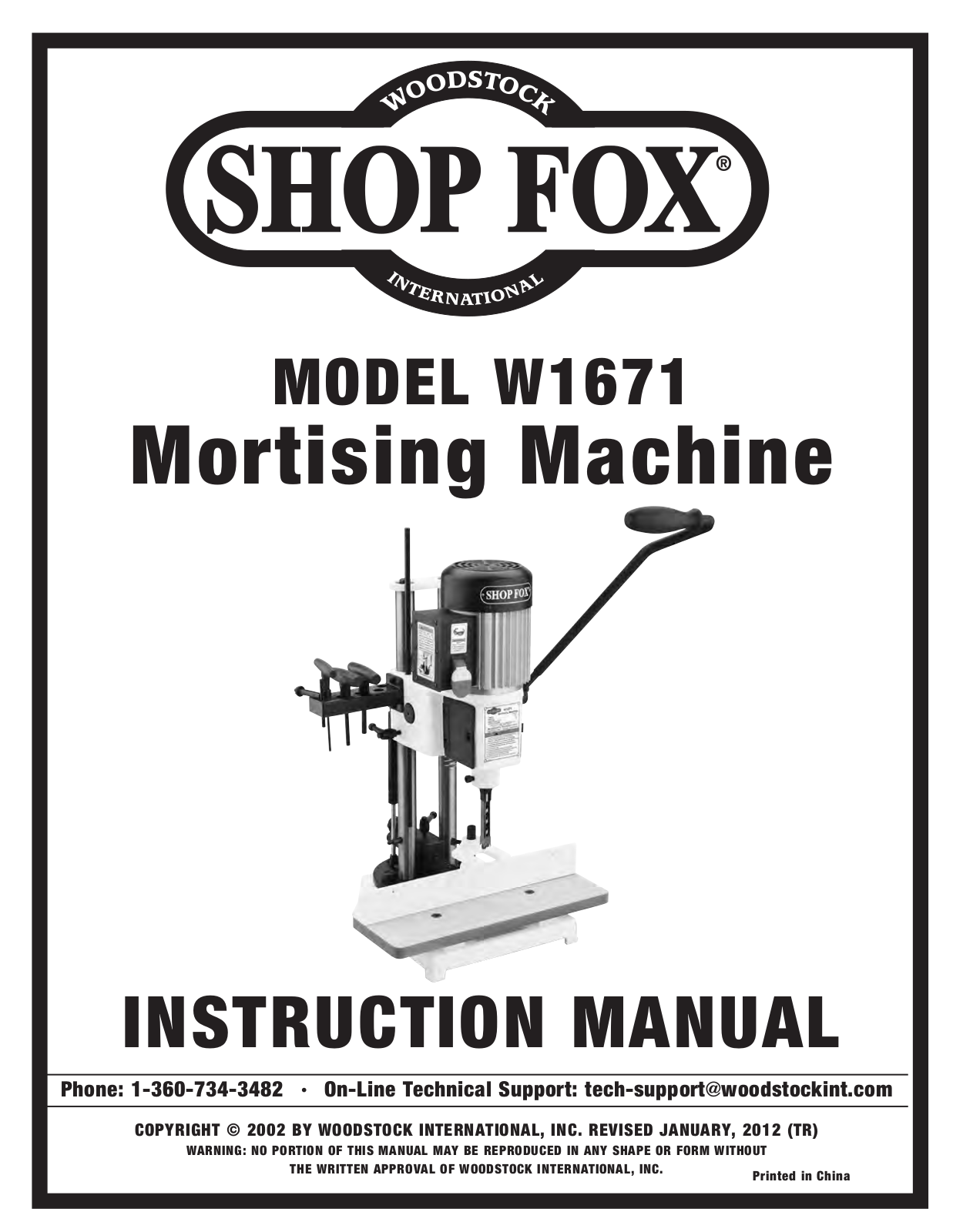 Shop fox W1671 User Manual