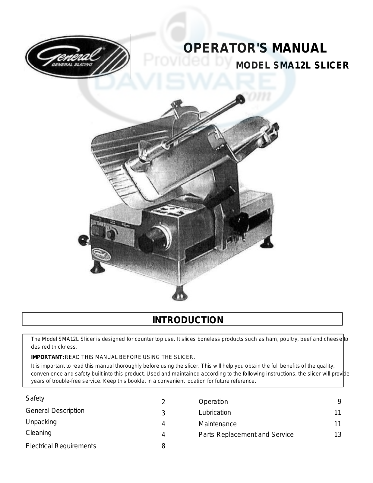 Red Goat SMA12L Parts List